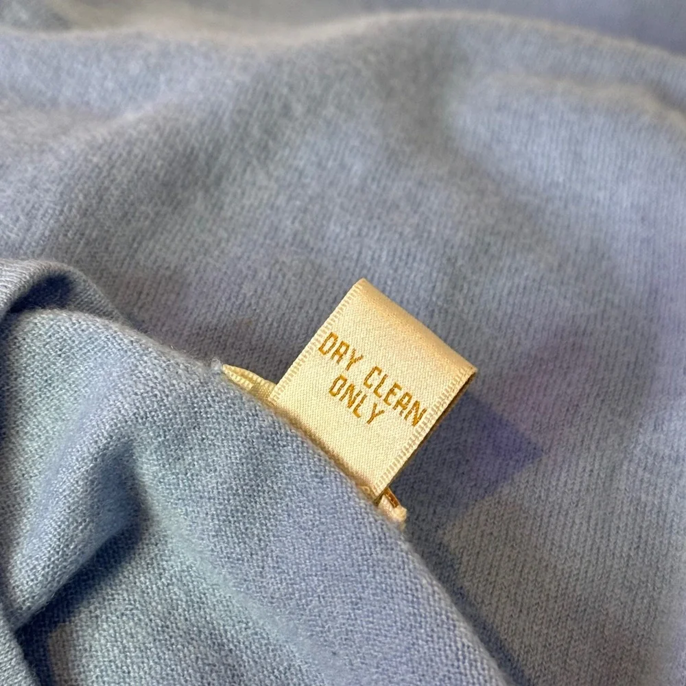 Mai 100% Cashmere Light Blue Knit Top Womens XL Short Sleeve Minimalist Capsule